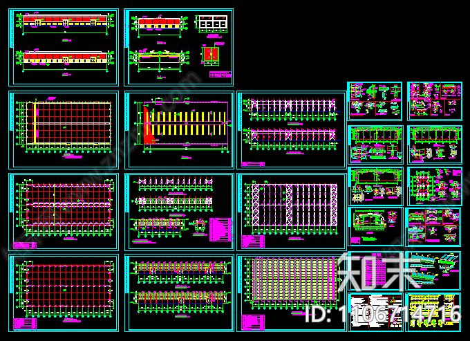 单层轻钢结构厂房结构CAD施工图下载【ID:1106714716】