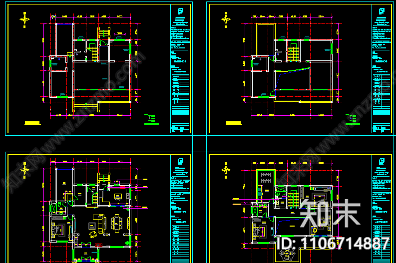 住宅楼装修大全cad施工图下载【ID:1106714887】