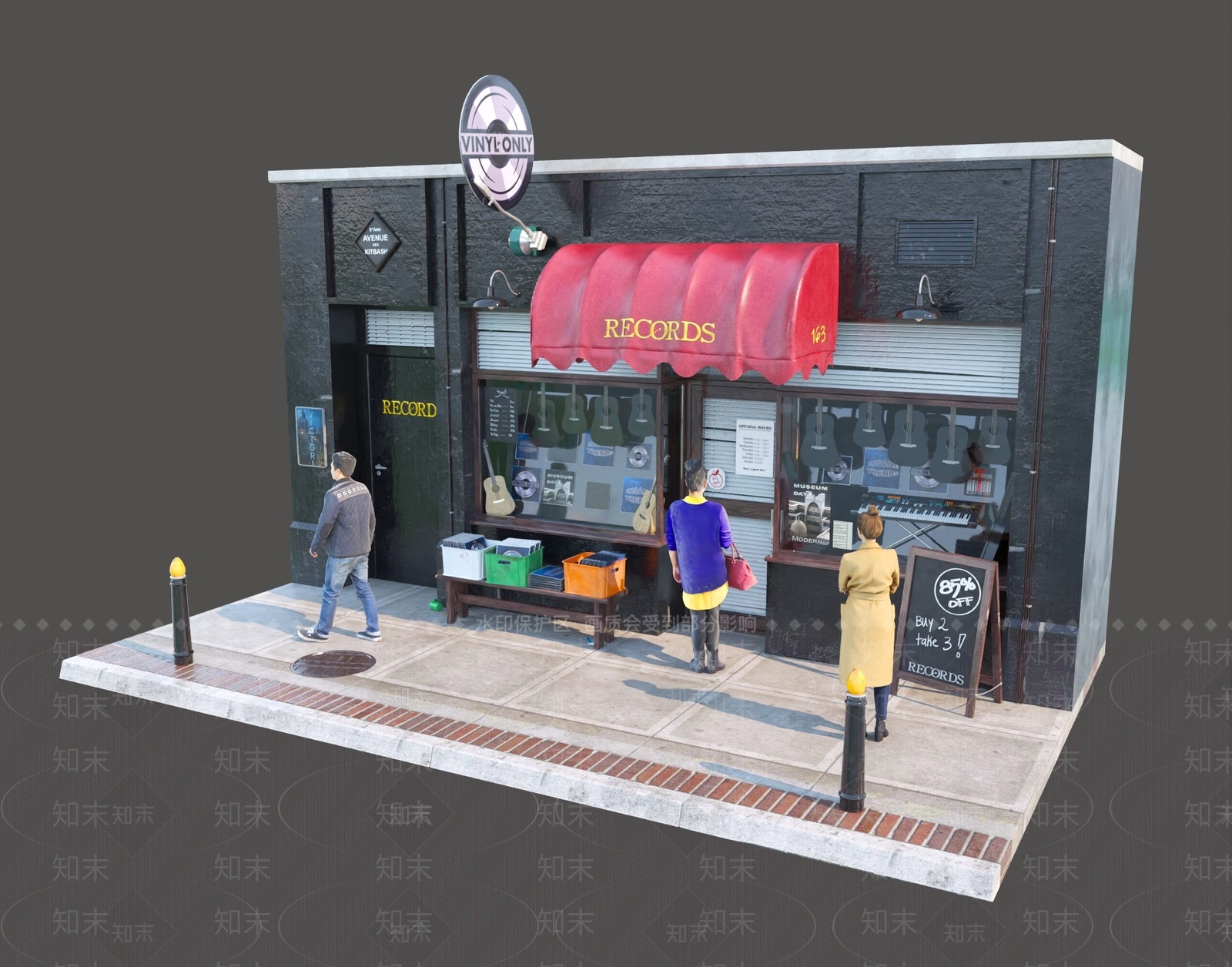 现代乐器店门头3D模型下载【ID:1106717825】