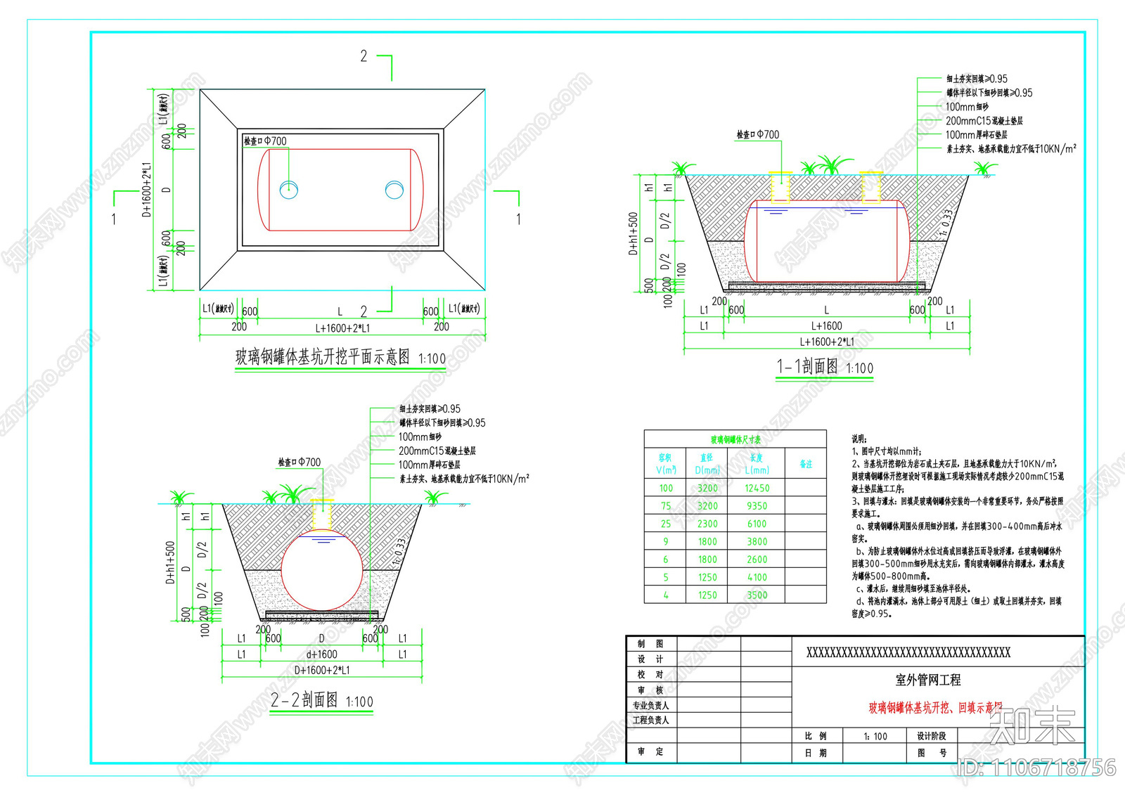 玻璃钢罐体埋设施工图施工图下载【ID:1106718756】