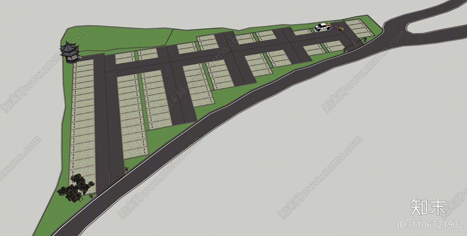 现代山顶停车场SU模型下载【ID:1106721902】