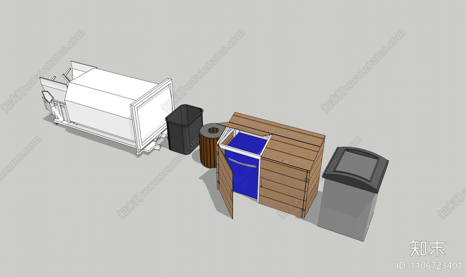 现代垃圾桶SU模型下载【ID:1106723401】