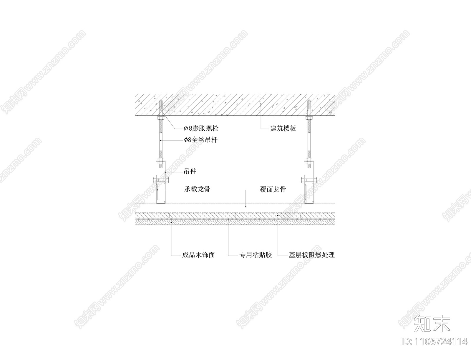 木饰面吊顶天花节点图cad施工图下载【ID:1106724114】