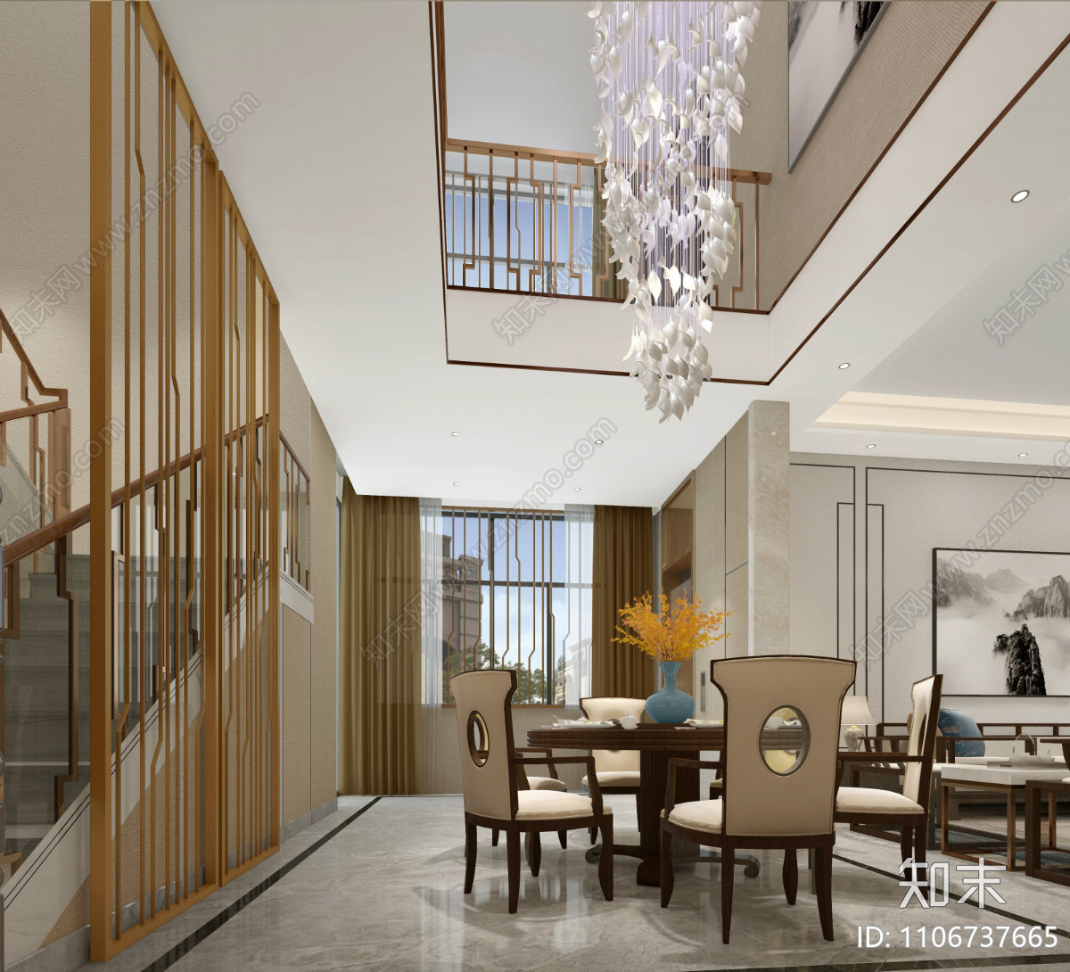 新中式轻奢家装CAD施工图下载【ID:1106737665】