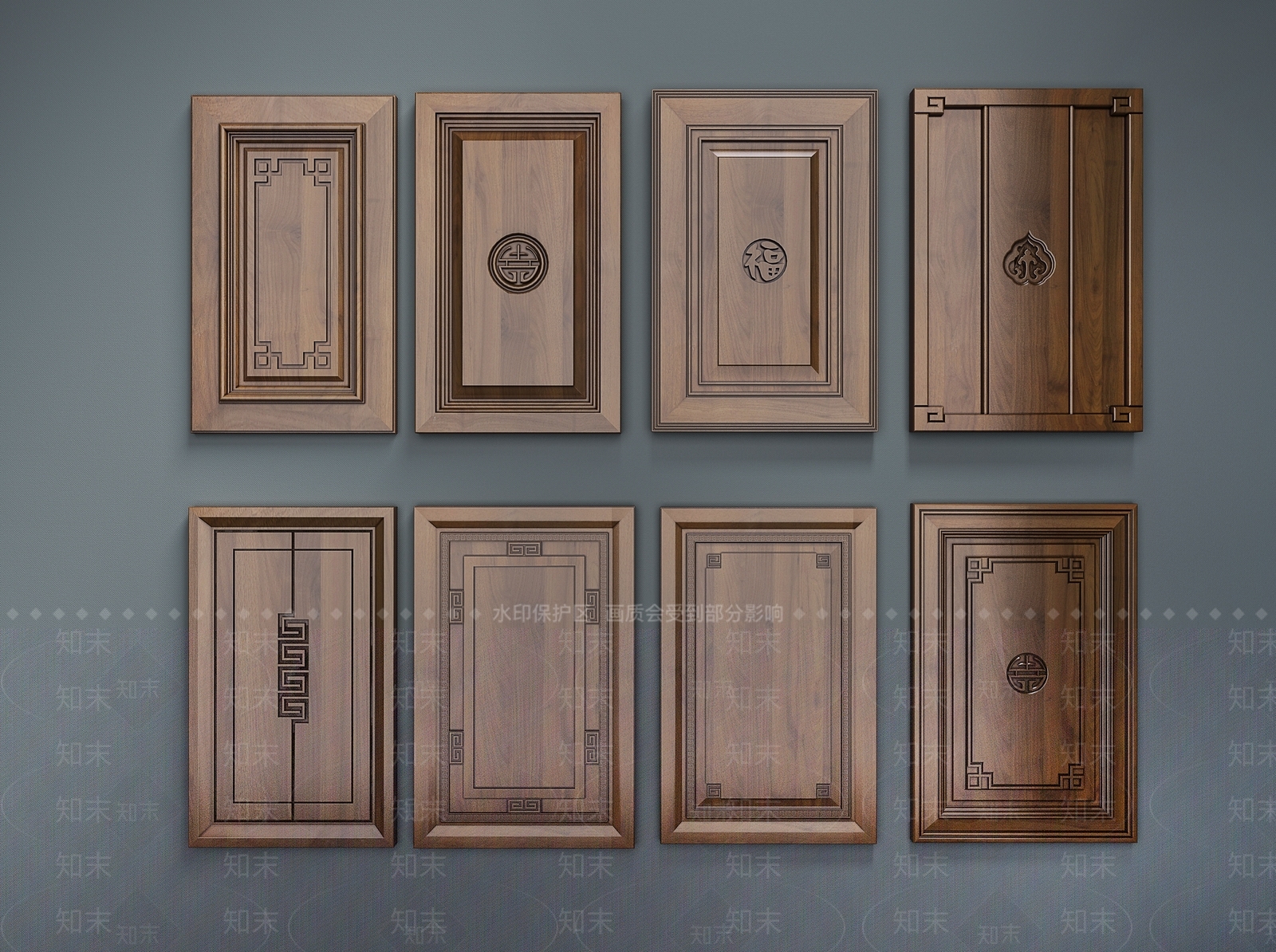 新中式橱柜门板3D模型下载【ID:1106741799】