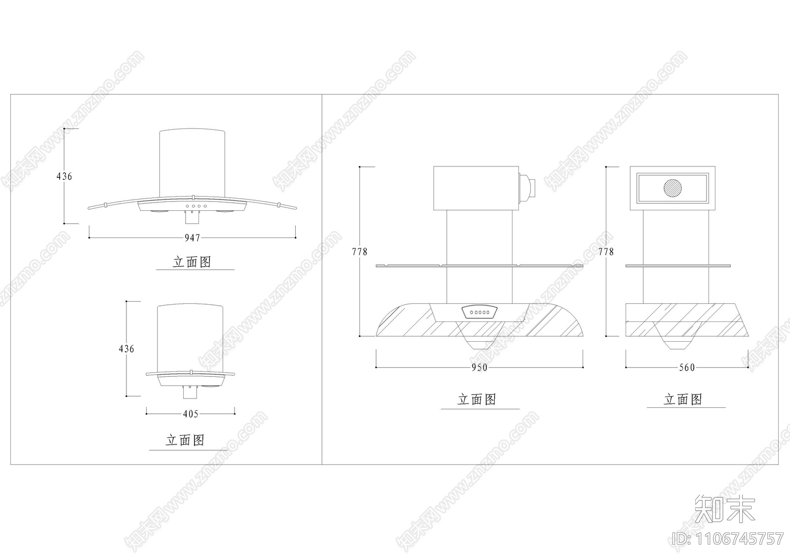 抽油烟机图块cad施工图下载【ID:1106745757】