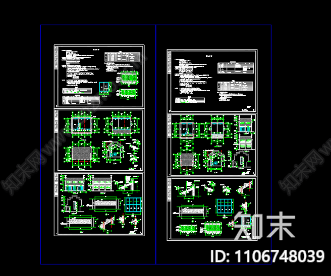 门卫用房建筑施工图cad施工图下载【ID:1106748039】