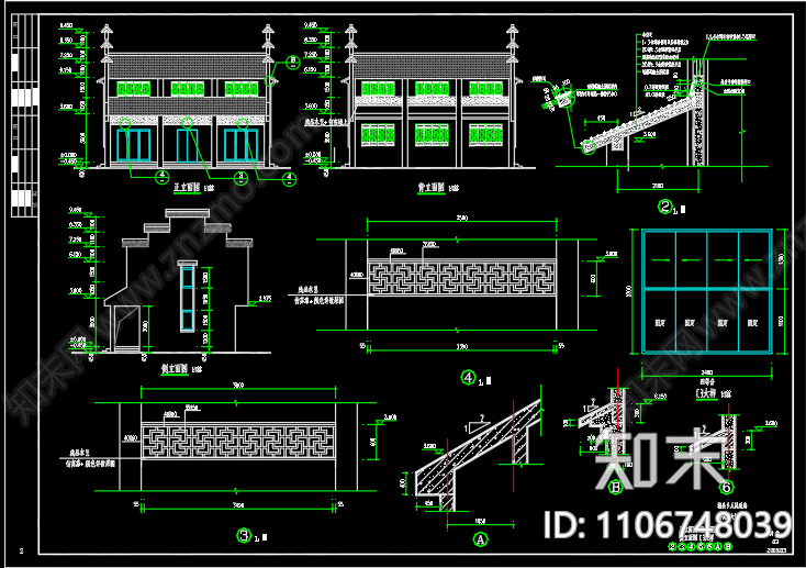 门卫用房建筑施工图cad施工图下载【ID:1106748039】