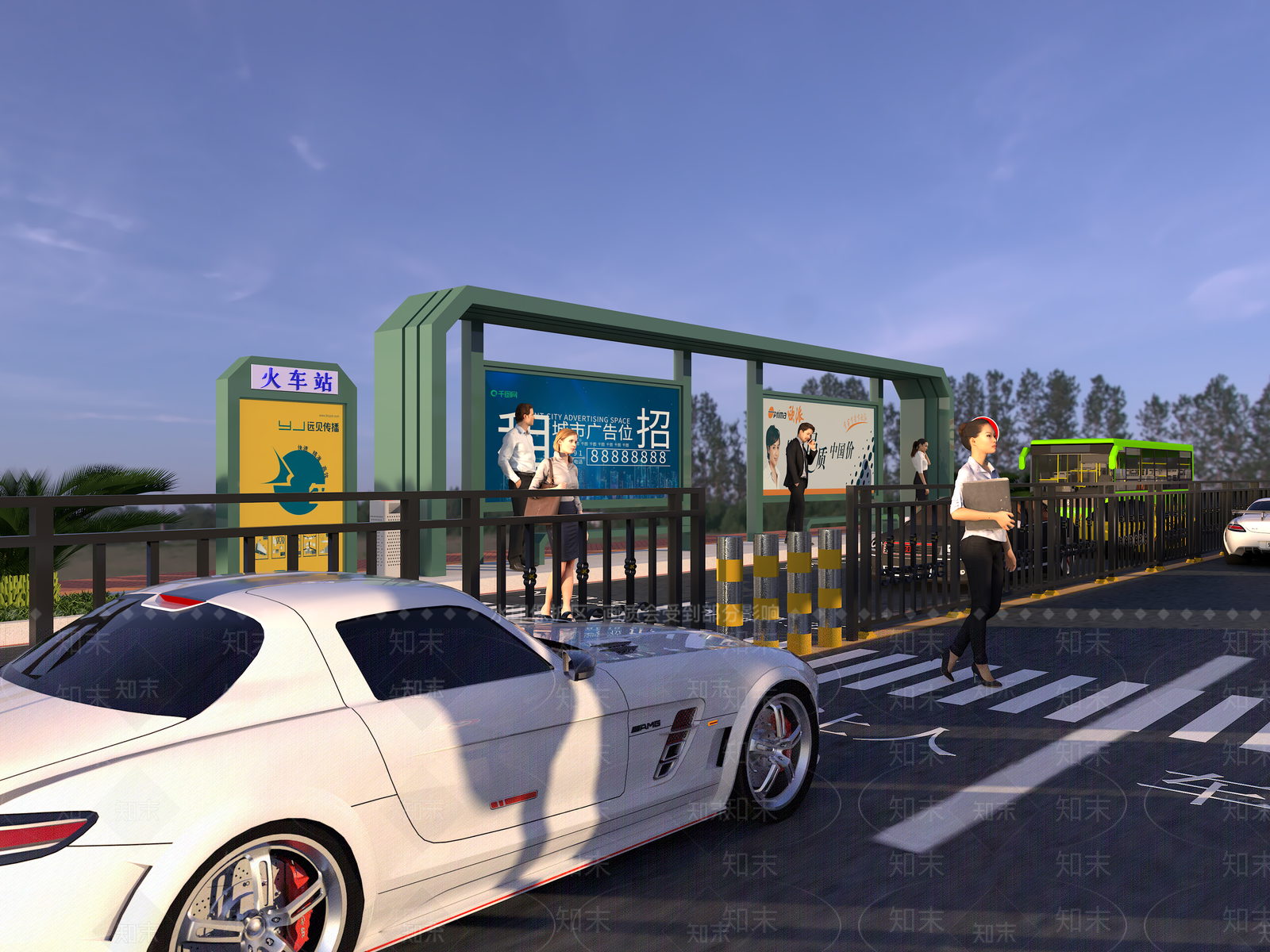 现代公交站台SU模型下载【ID:1106750384】