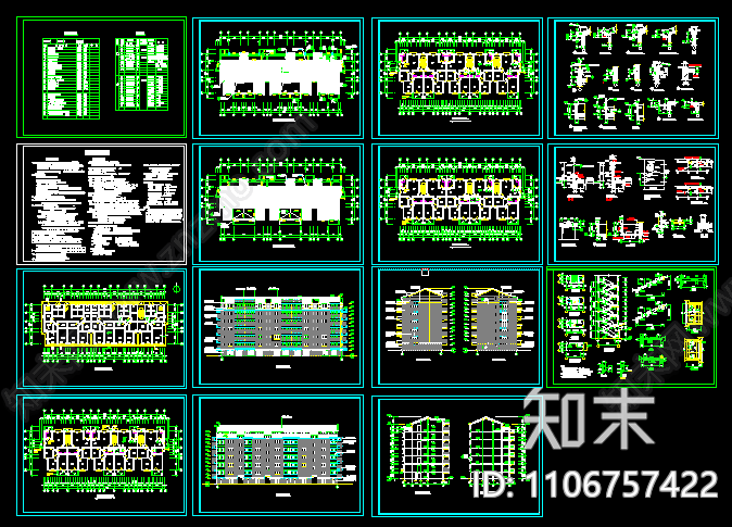 精美小区住宅楼六层住宅施工图下载【ID:1106757422】