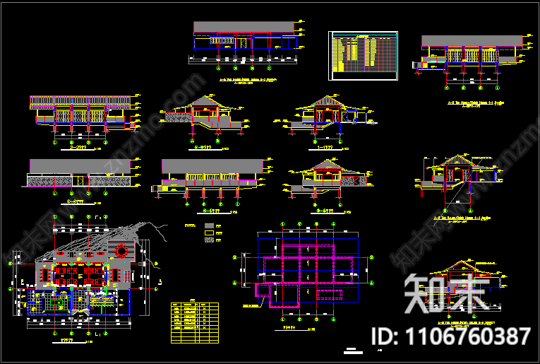 渡假村茶室cad施工图下载【ID:1106760387】