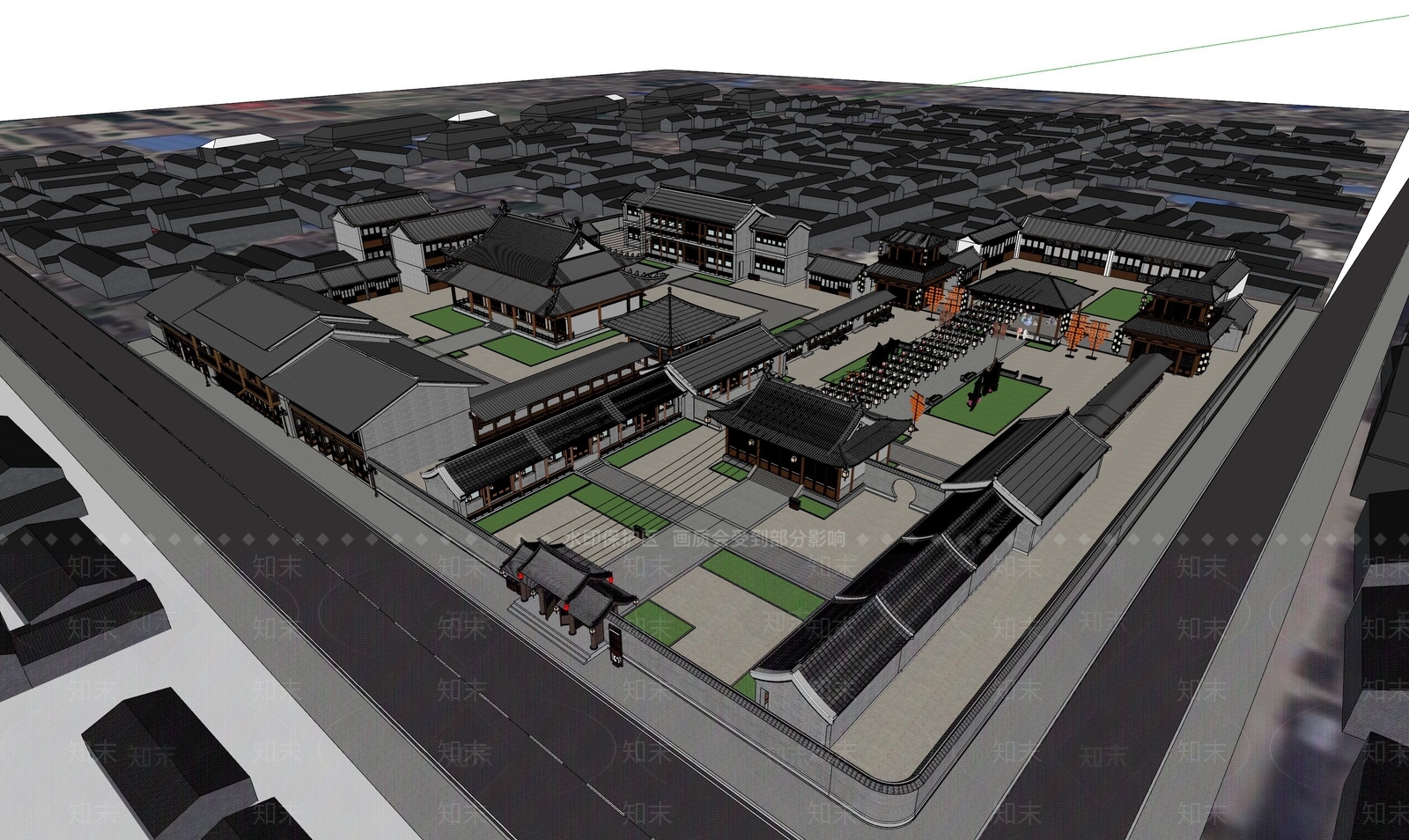 中式古建筑SU模型下载【ID:1106760346】