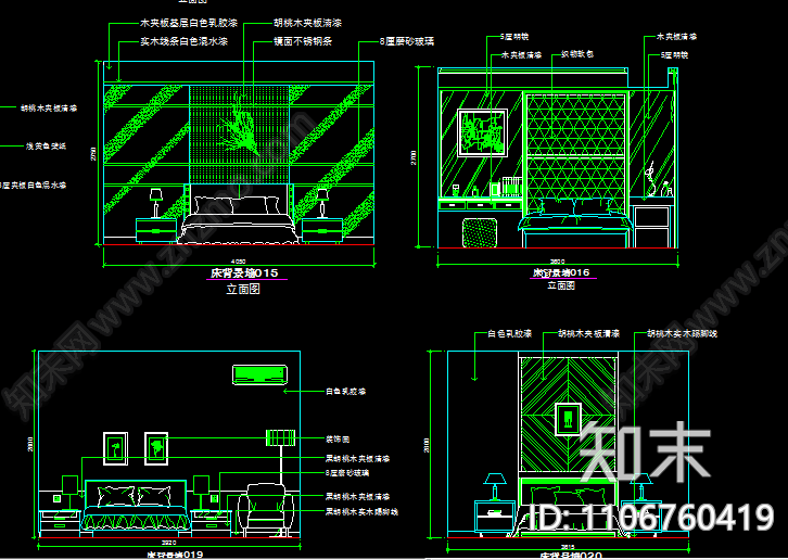 床背景cad施工图下载【ID:1106760419】