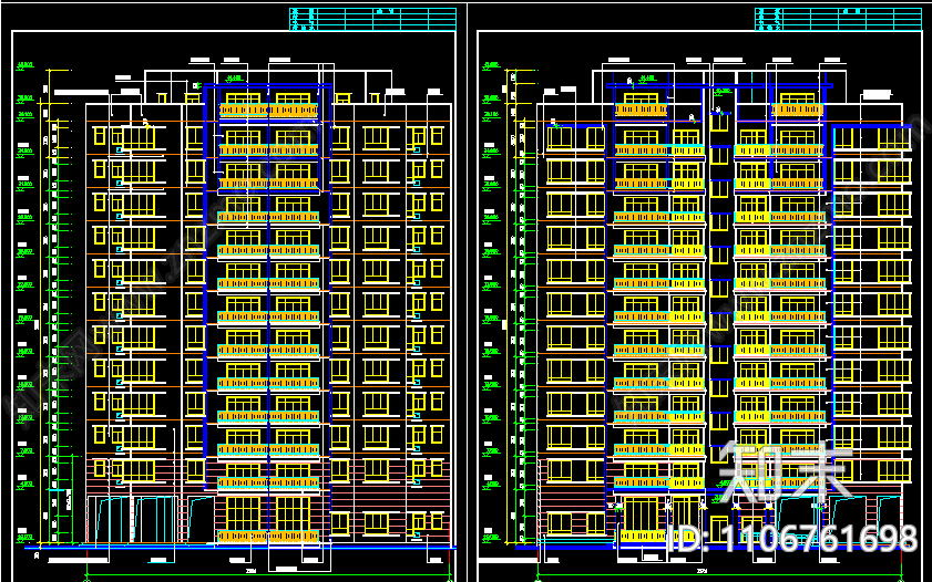 一梯四户住宅cad施工图下载【ID:1106761698】