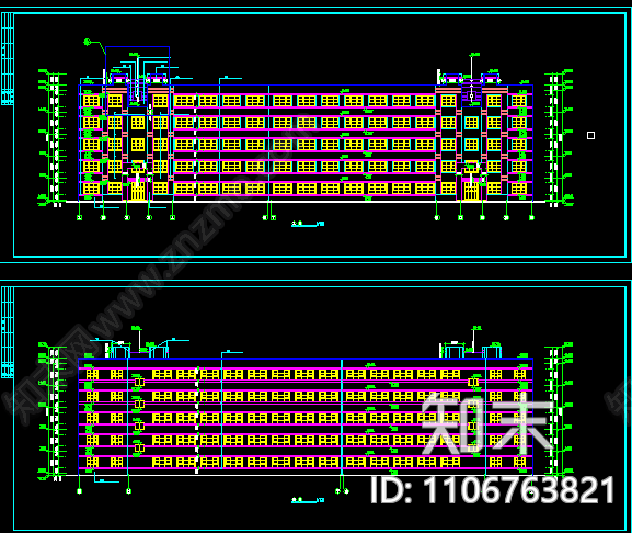职工宿舍全套建筑cad图cad施工图下载【ID:1106763821】