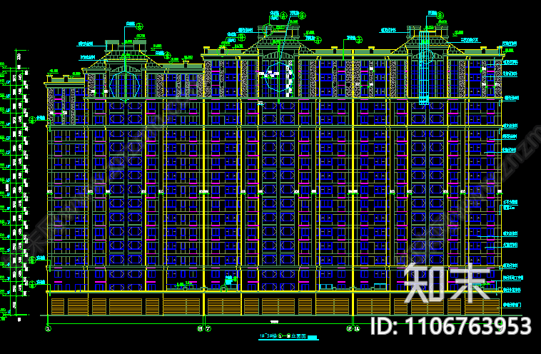 高层住宅CAD设计图施工图下载【ID:1106763953】