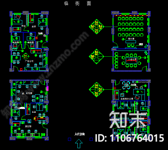 办公室装修cadcad施工图下载【ID:1106764015】