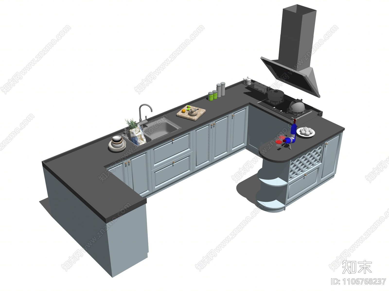 现代厨房台面SU模型下载【ID:1106768237】