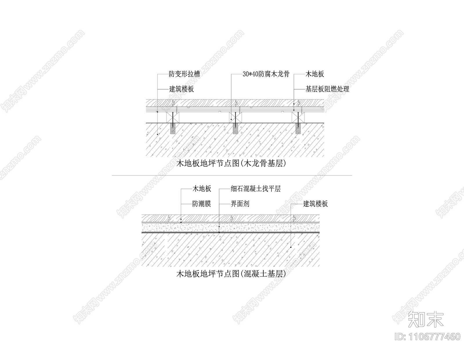 木地板地坪节点图施工图下载【ID:1106777460】