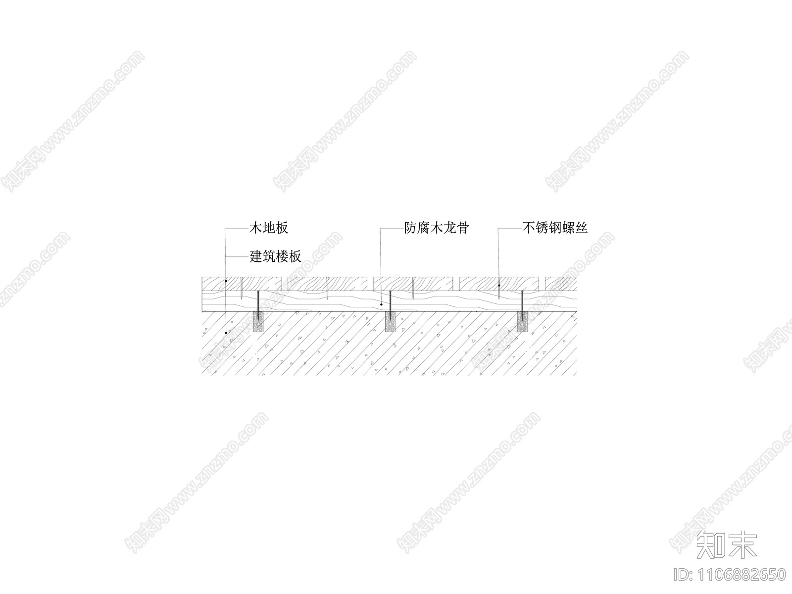 防腐木地坪节点图cad施工图下载【ID:1106882650】