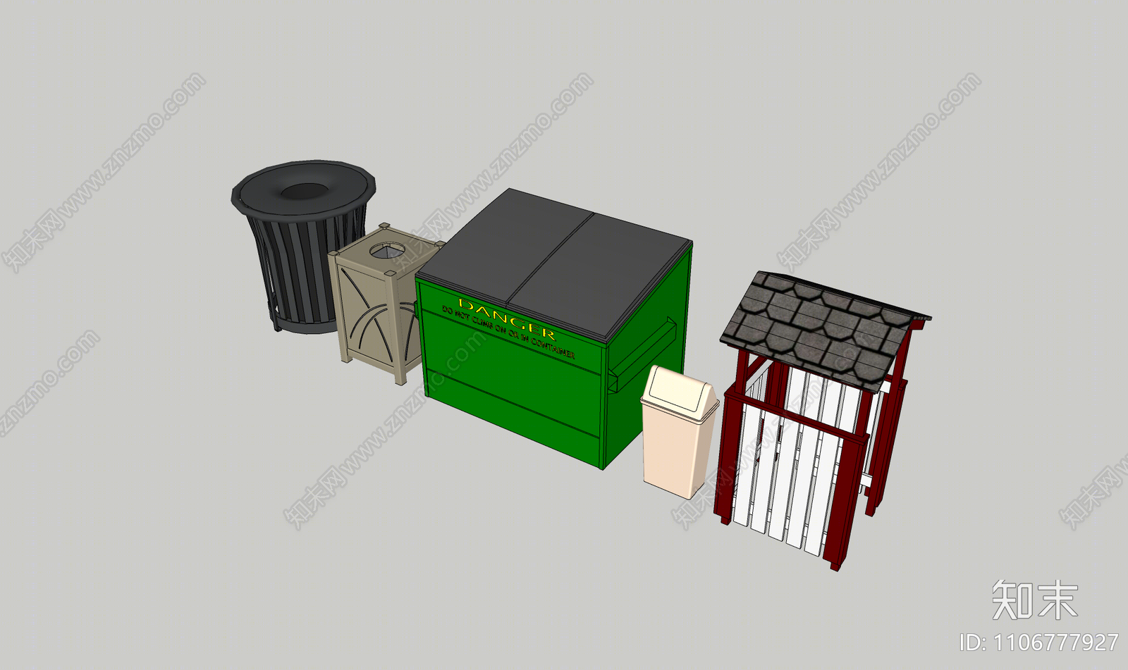 现代垃圾桶SU模型下载【ID:1106777927】