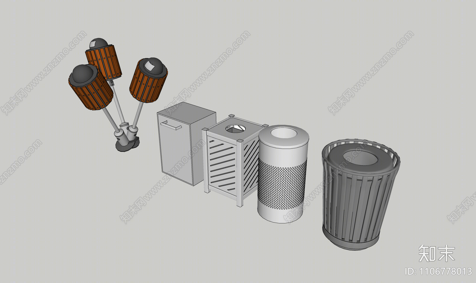 现代垃圾桶SU模型下载【ID:1106778013】