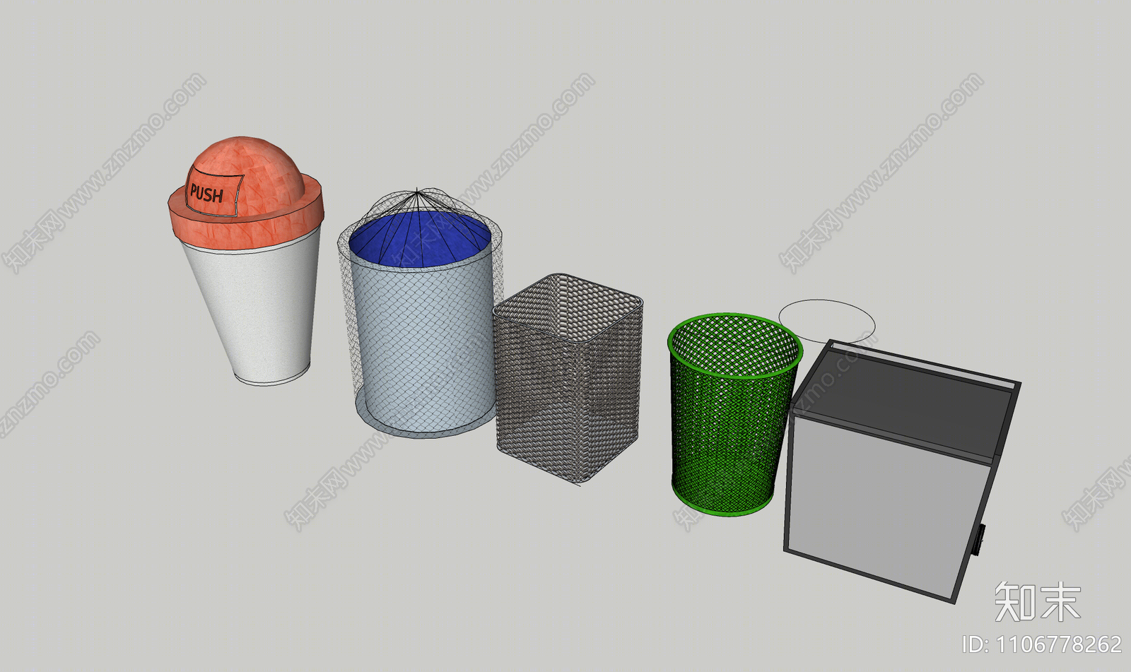 现代垃圾桶SU模型下载【ID:1106778262】