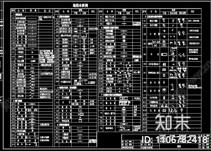 CAD建筑给排水图例施工图下载【ID:1106782418】