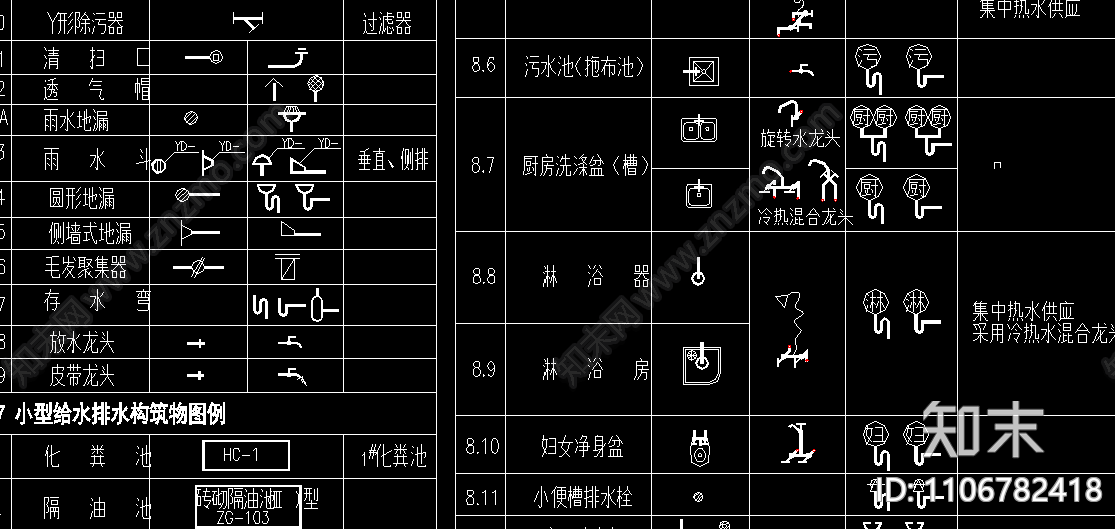 CAD建筑给排水图例施工图下载【ID:1106782418】