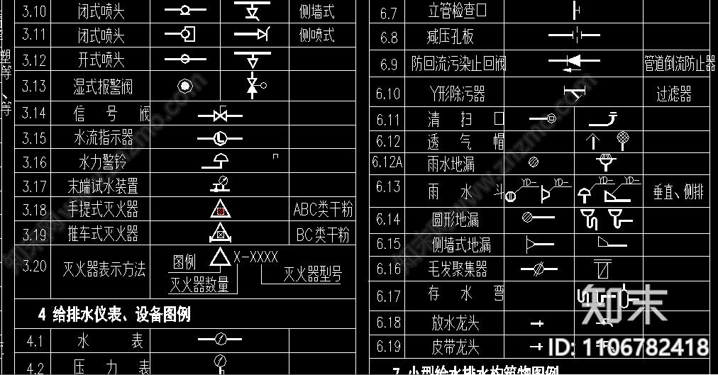 CAD建筑给排水图例施工图下载【ID:1106782418】