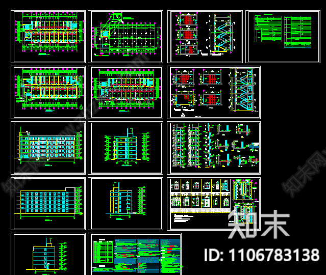 五层学生宿舍cad施工图下载【ID:1106783138】