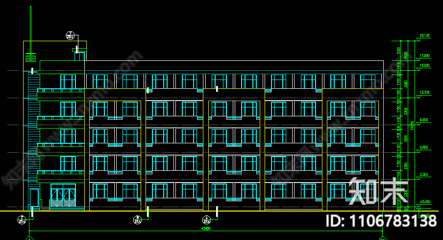 五层学生宿舍cad施工图下载【ID:1106783138】