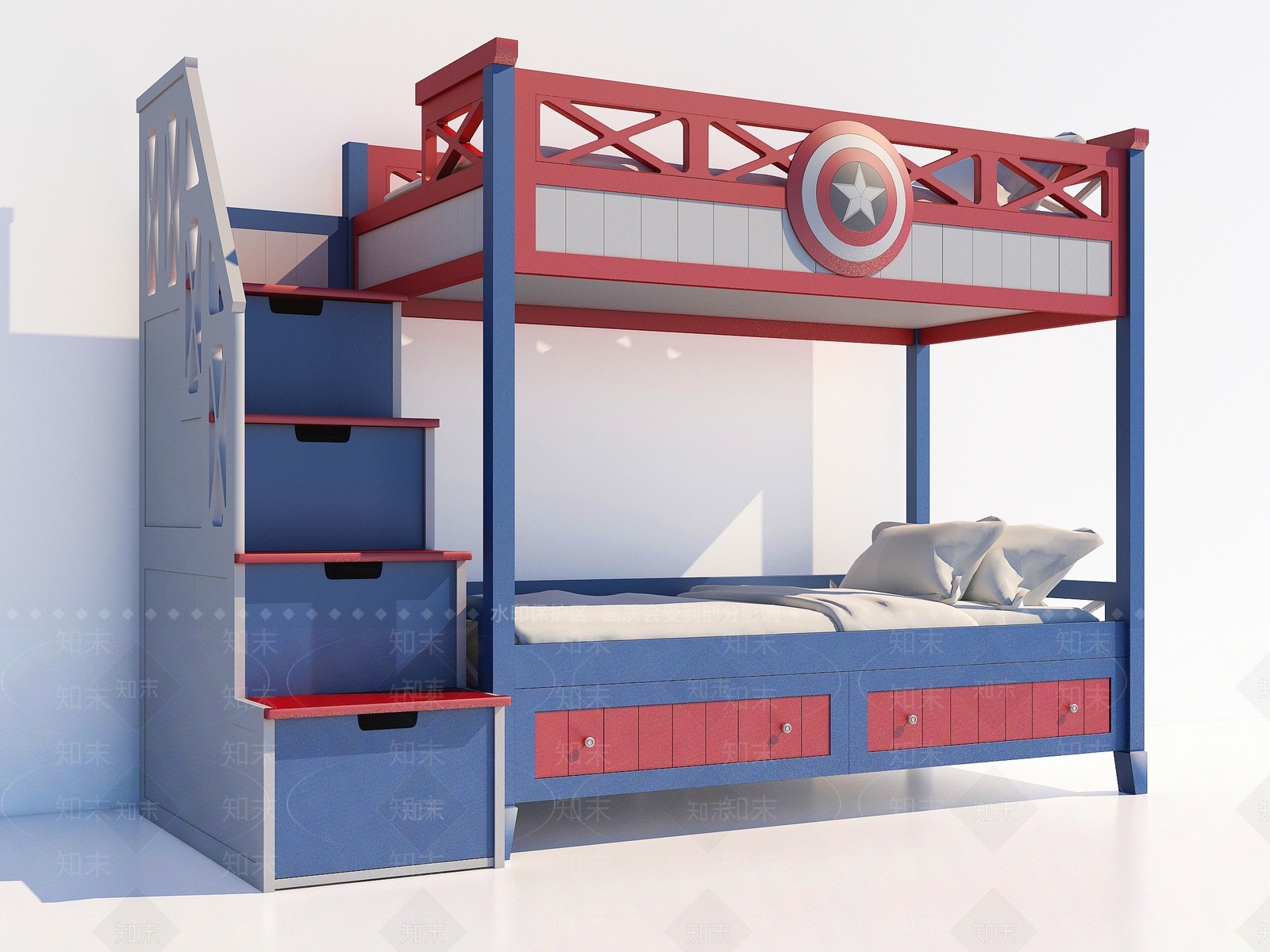 现代儿童双层床3D模型下载【ID:1106783496】