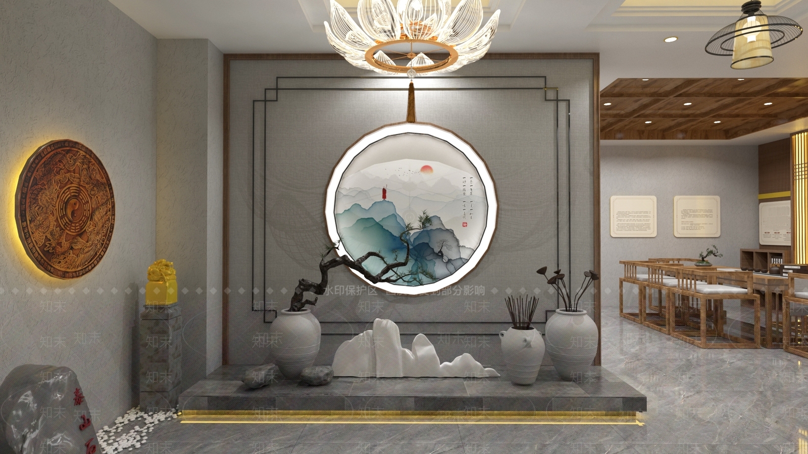 新中式茶馆SU模型下载【ID:1106858171】
