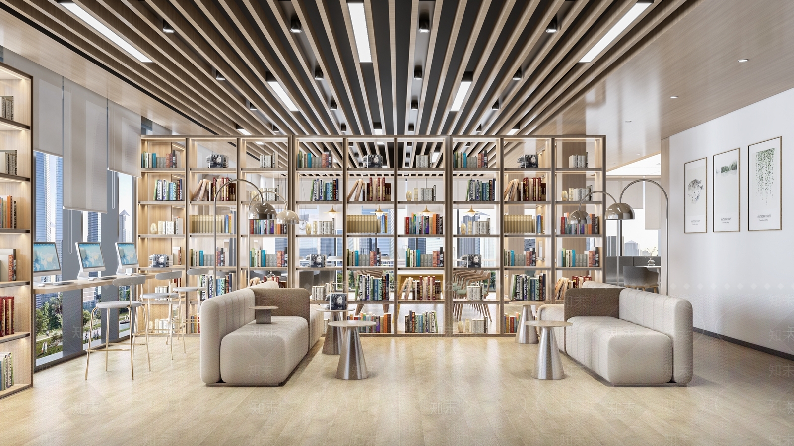 现代图书馆SU模型下载【ID:1106789292】