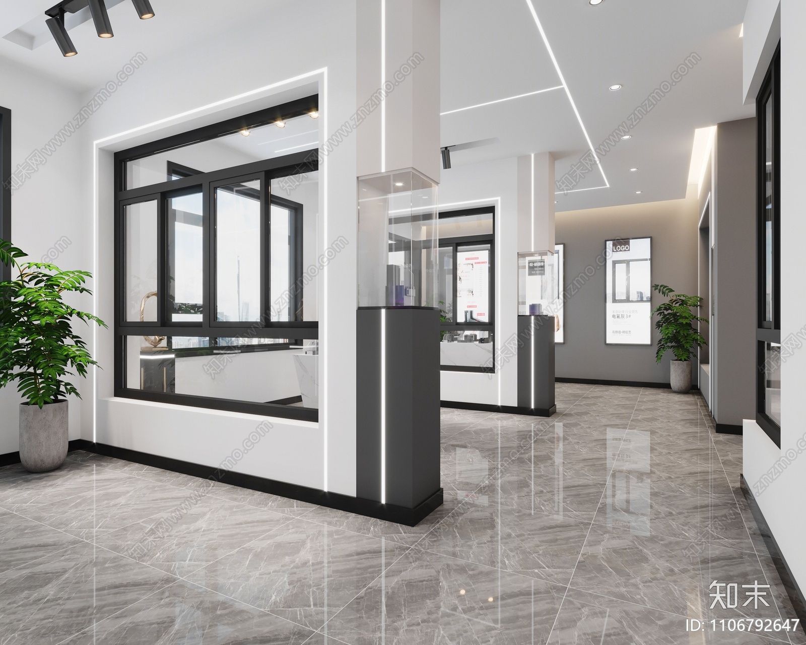 现代门窗展厅3d模型下载