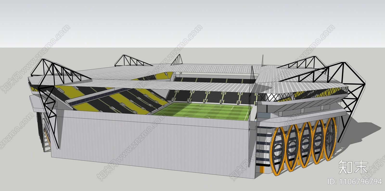 現代足球場su模型下載