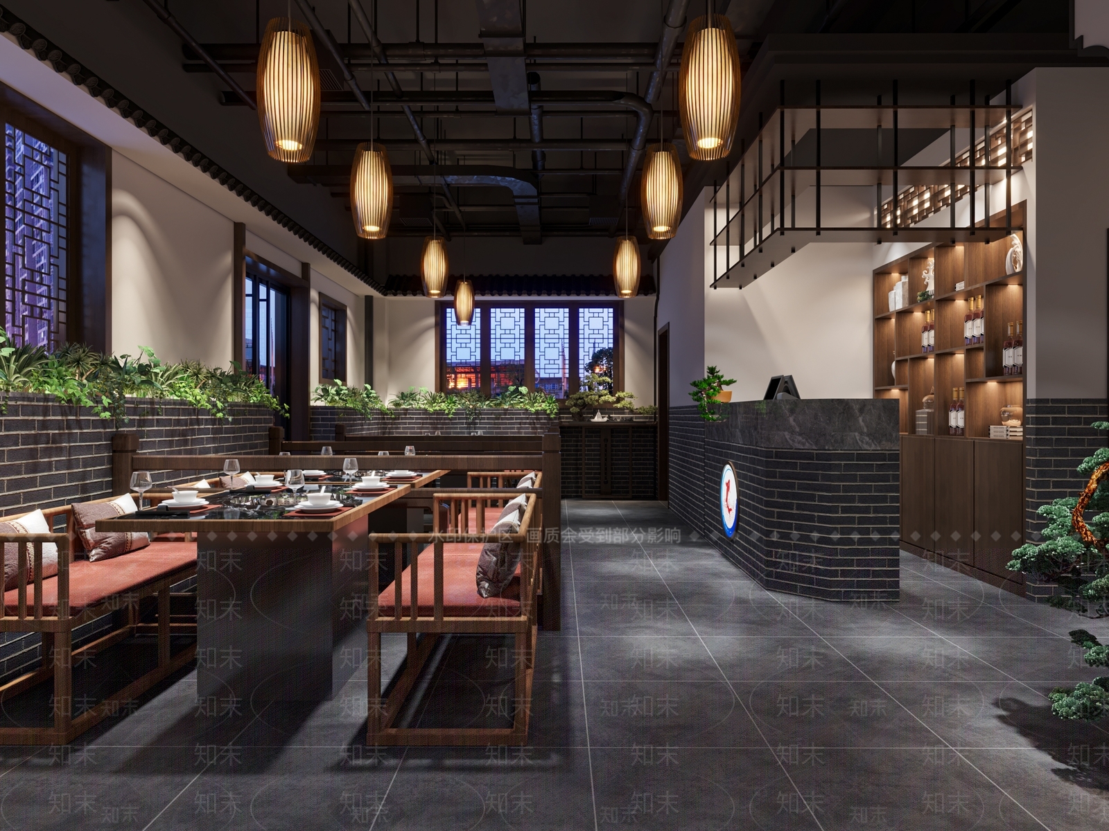 新中式火锅店3D模型下载【ID:1106801027】