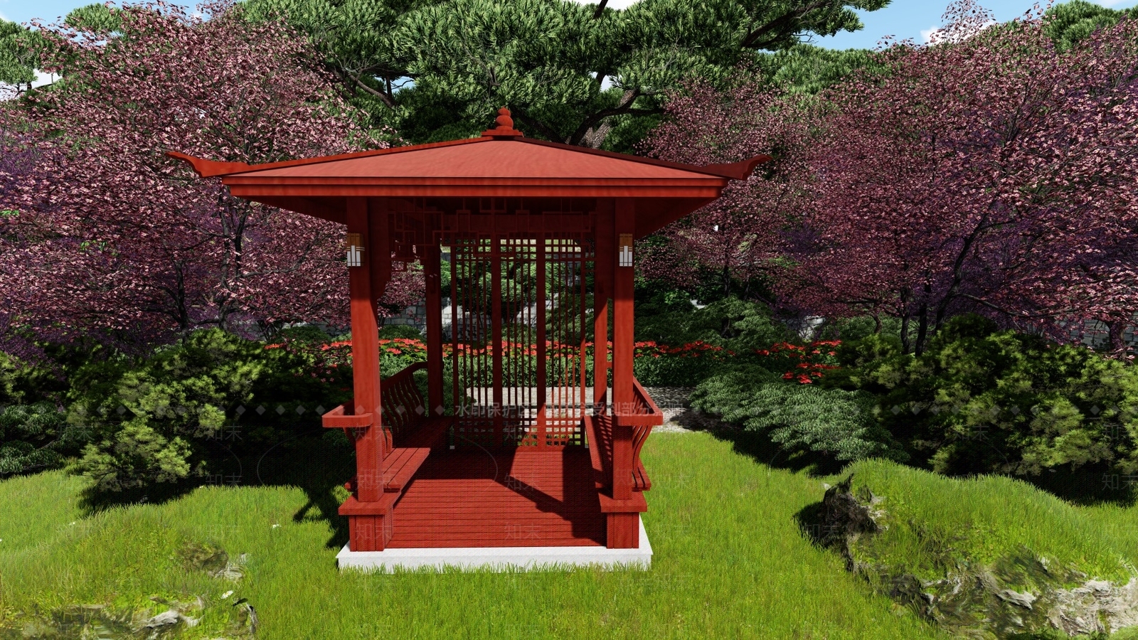 中式凉亭SU模型下载【ID:1106902287】