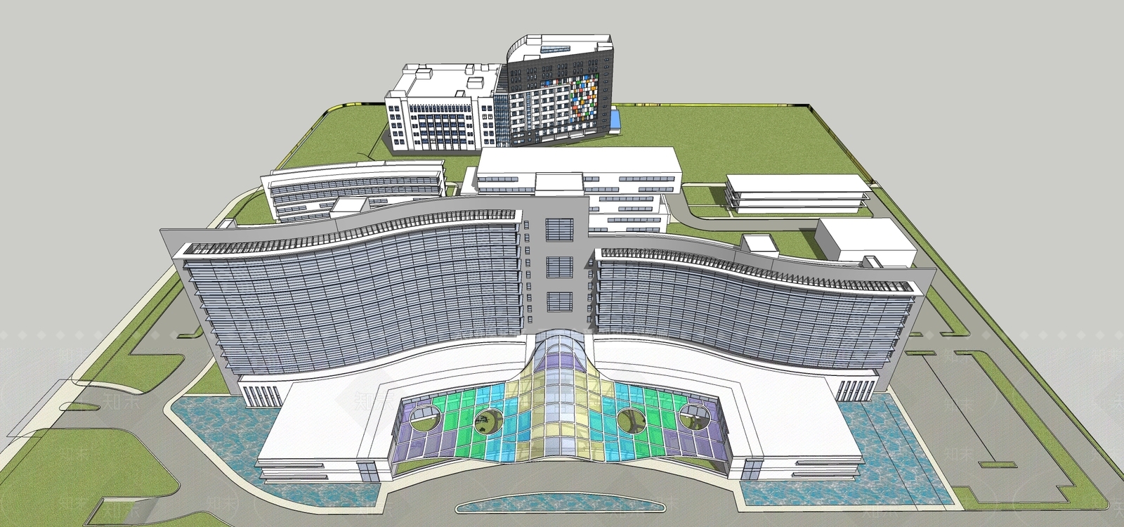 现代医疗建筑SU模型下载【ID:1106805673】