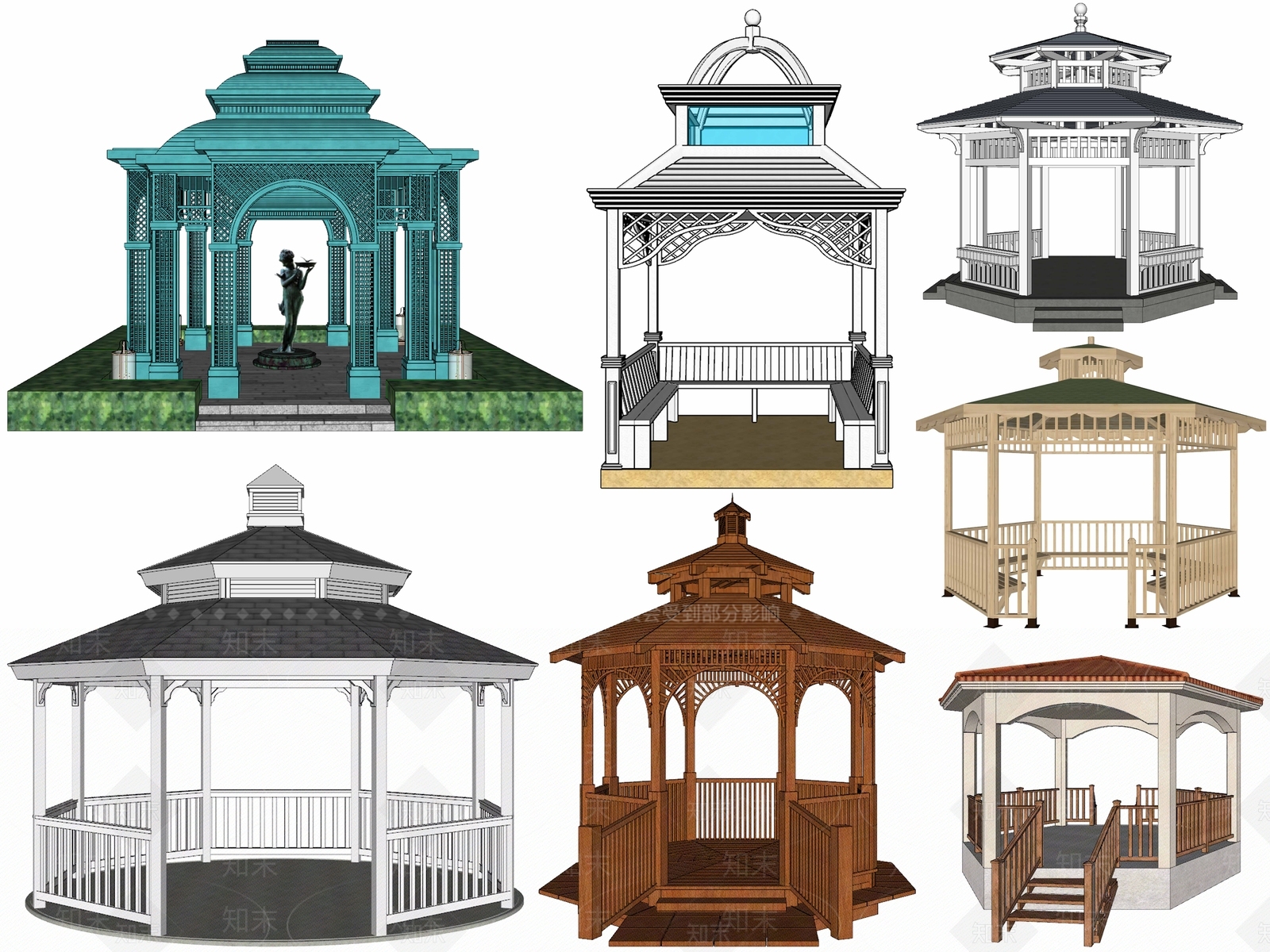 欧式防腐木亭子SU模型下载【ID:1106805972】