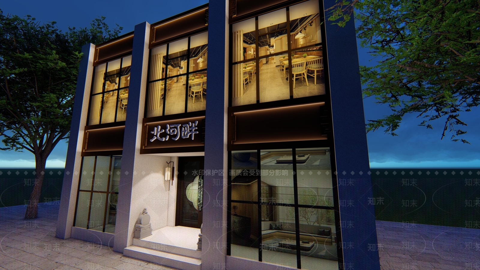 现代茶餐厅门头门面SU模型下载【ID:1106818962】