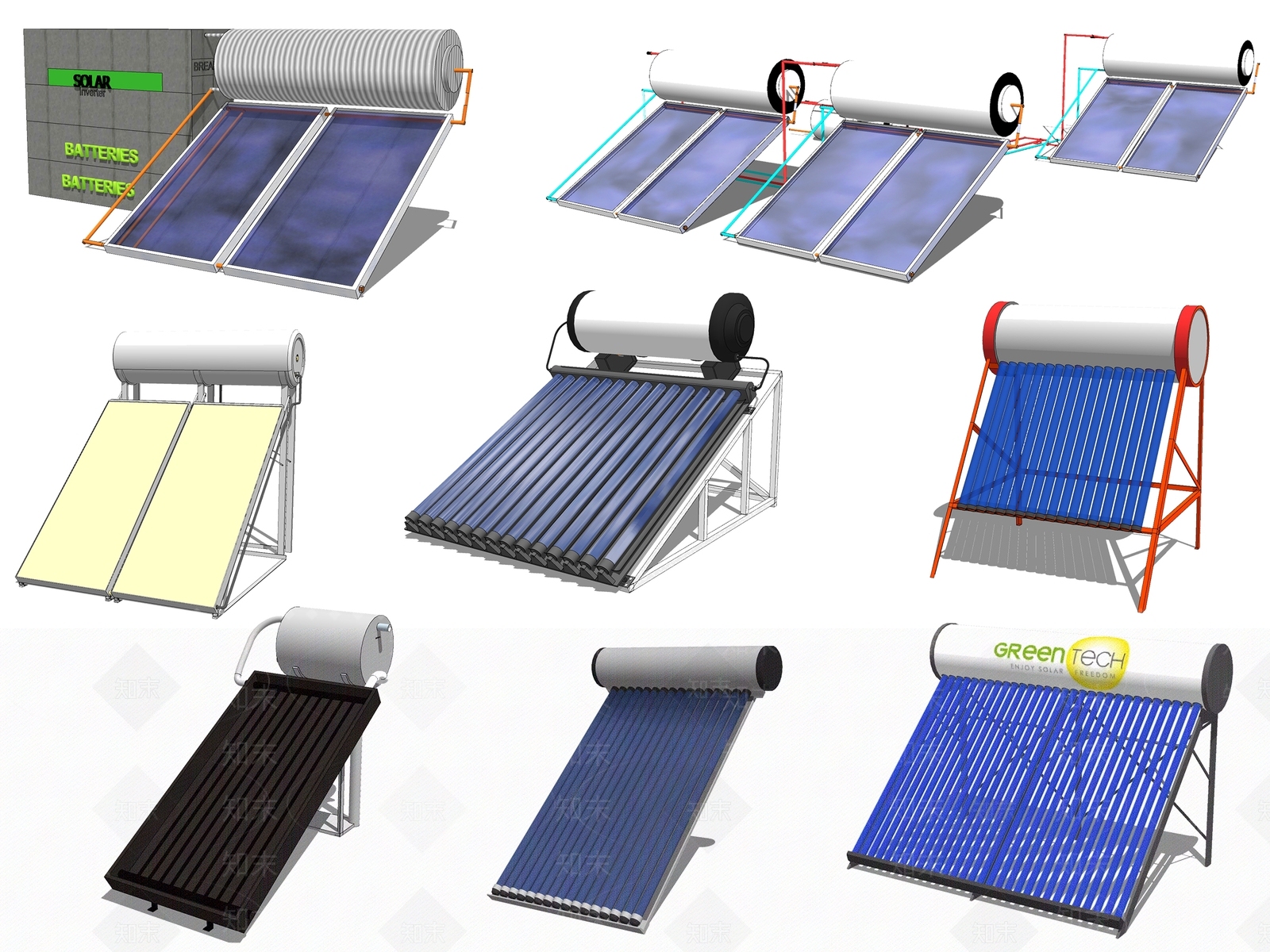 现代风格太阳能热水器SU模型下载【ID:1106821768】