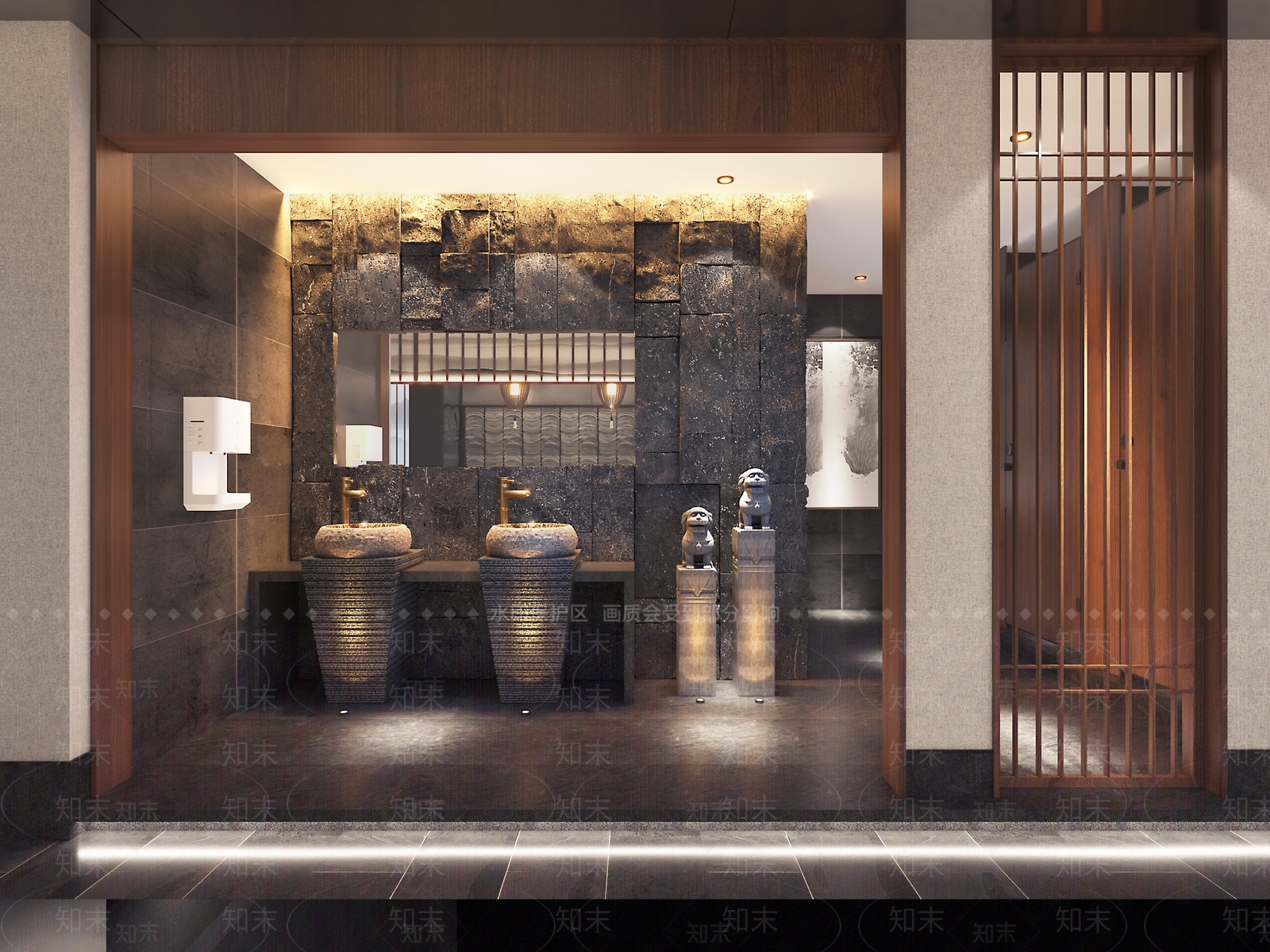 新中式火锅店走廊3D模型下载【ID:1106822264】