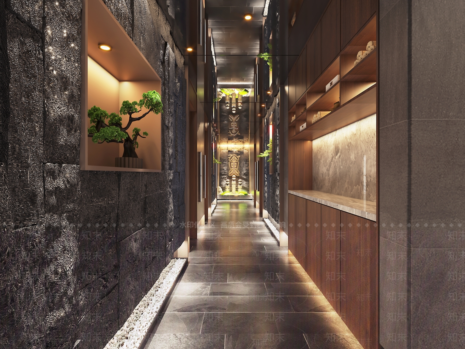 新中式火锅店走廊3D模型下载【ID:1106822264】