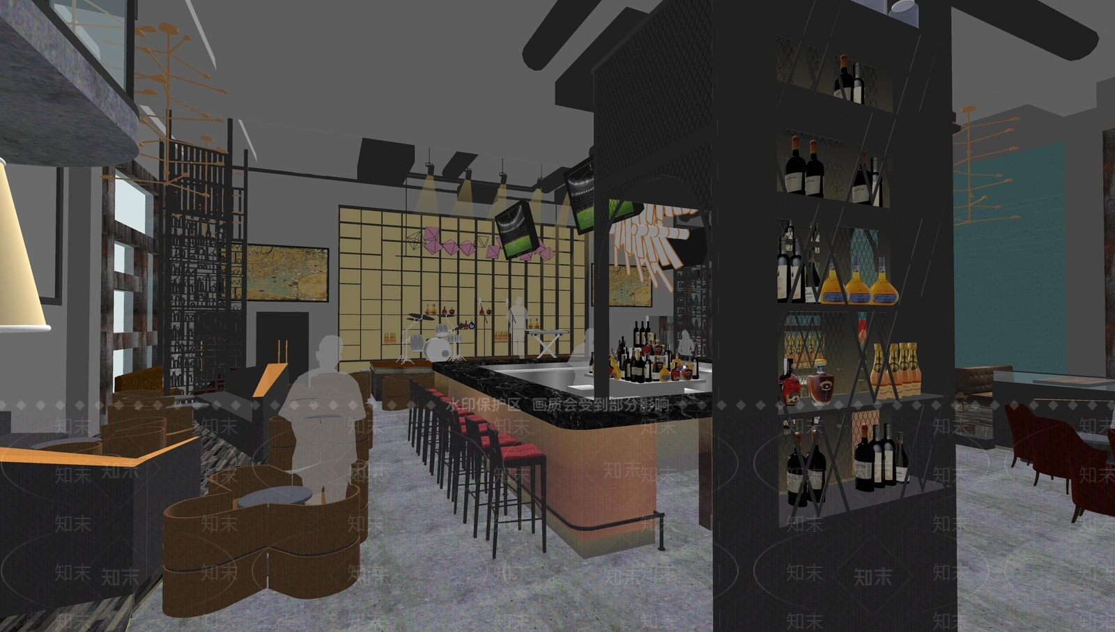 现代酒吧SU模型下载【ID:1106826935】