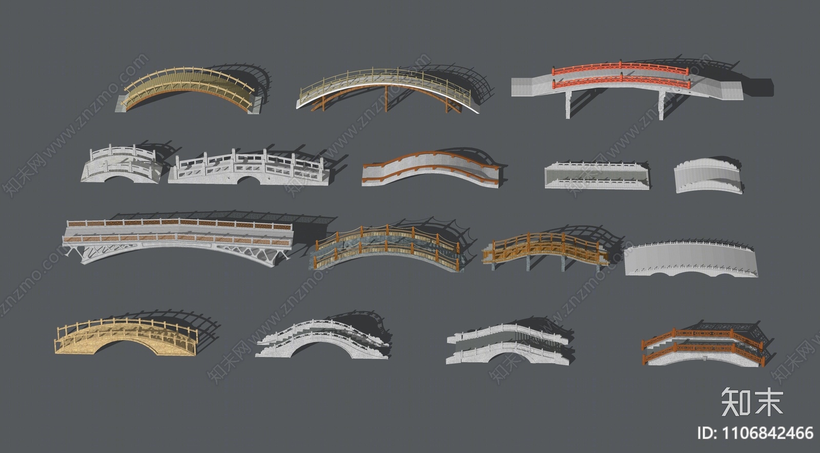 中式景观桥SU模型下载【ID:1106842466】
