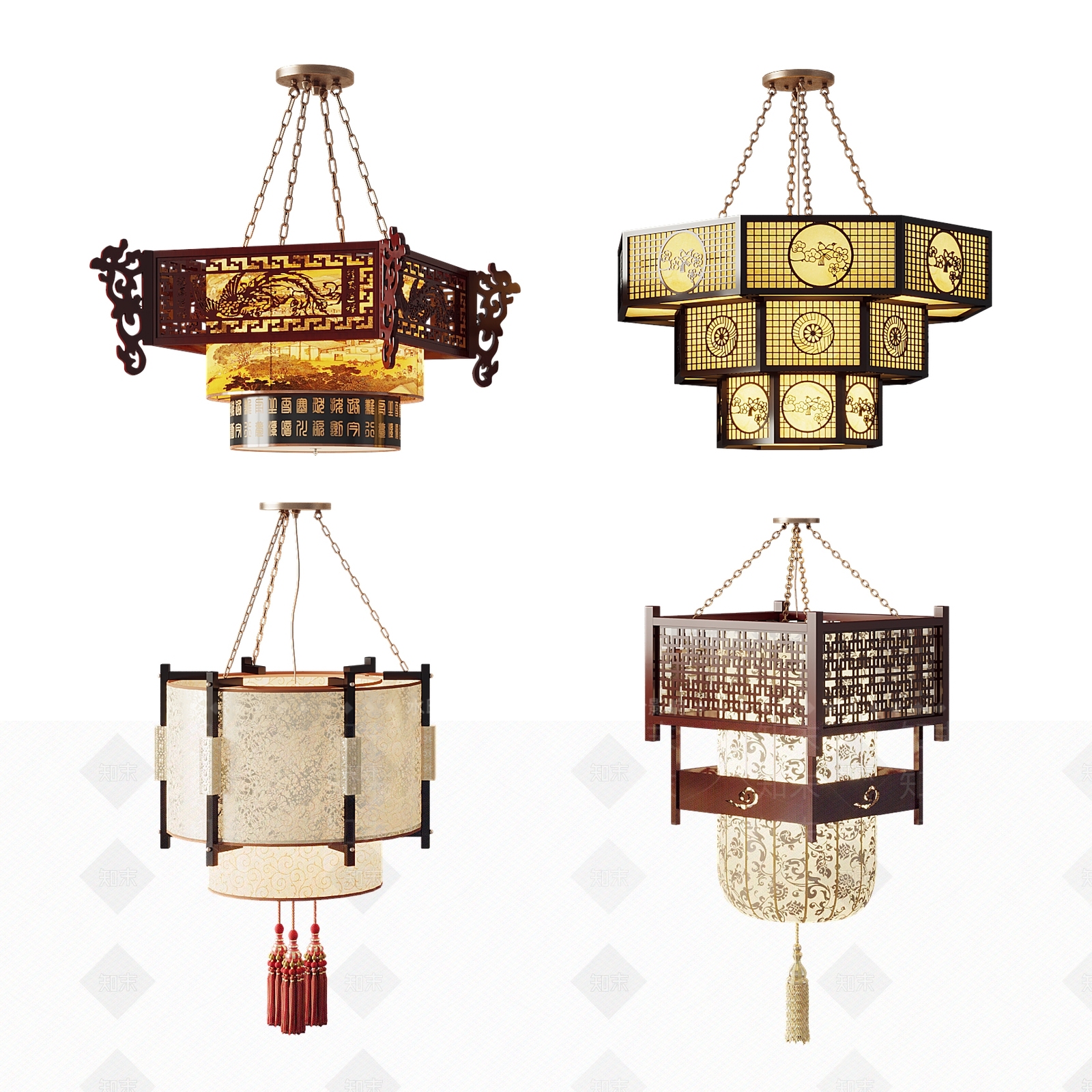 中式吊灯3D模型下载【ID:1106844263】