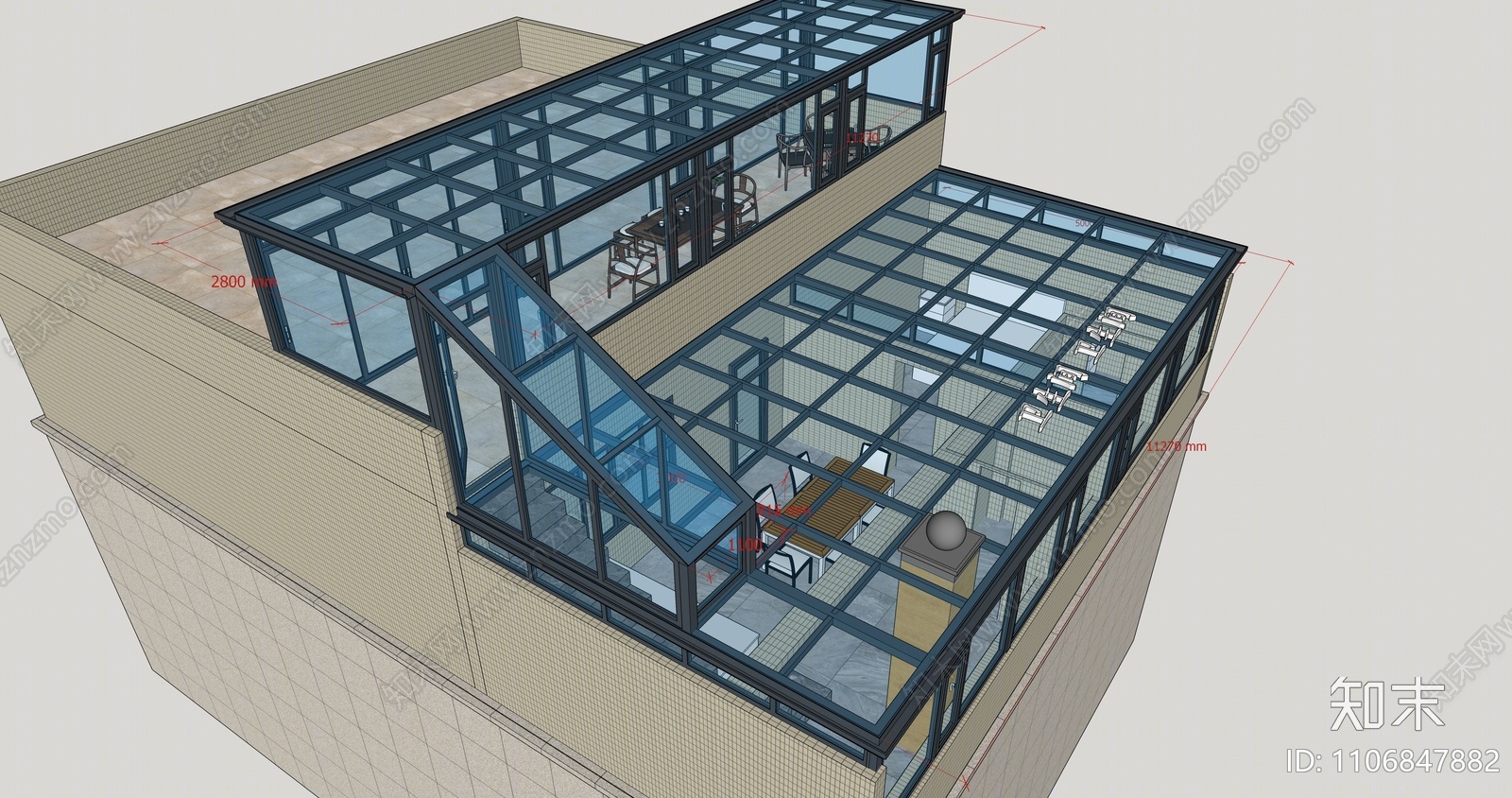 现代阳光房SU模型下载【ID:1106847882】
