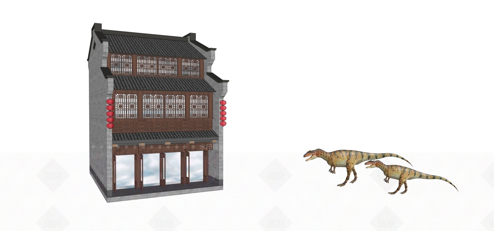 中式古建筑SU模型下载【ID:1106851056】